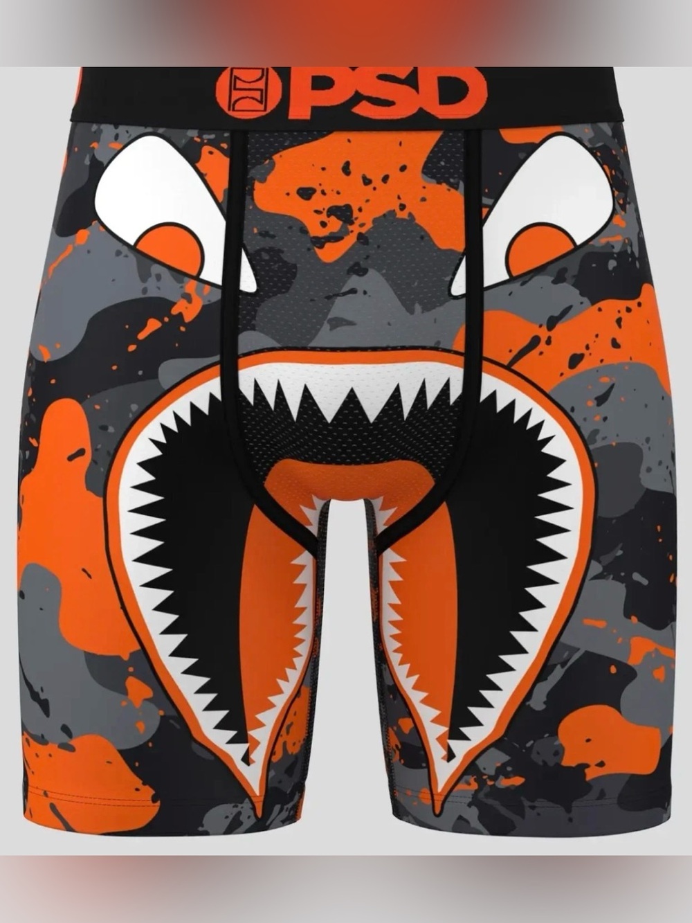PSD Men’s Shark-Mouth Boxer Briefs - Black & Orange